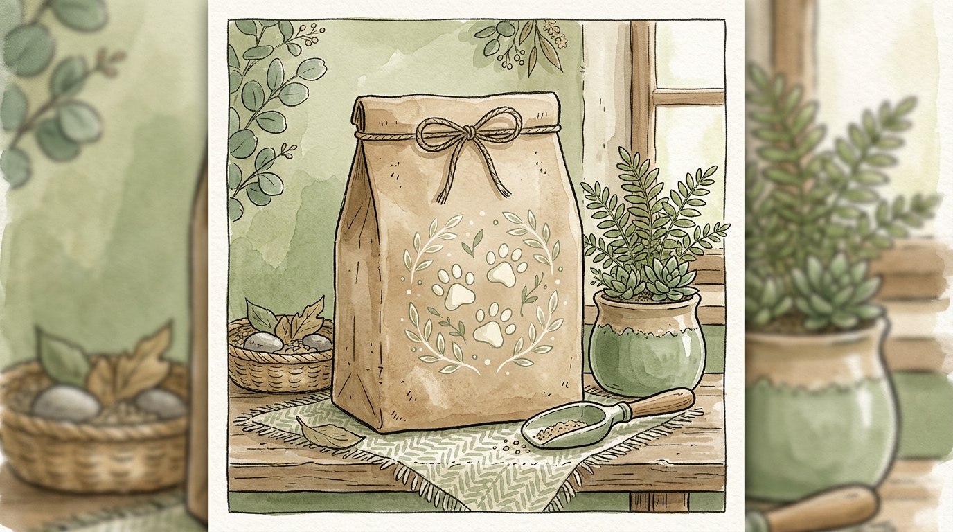 Hand-drawn illustration of natural cat litter